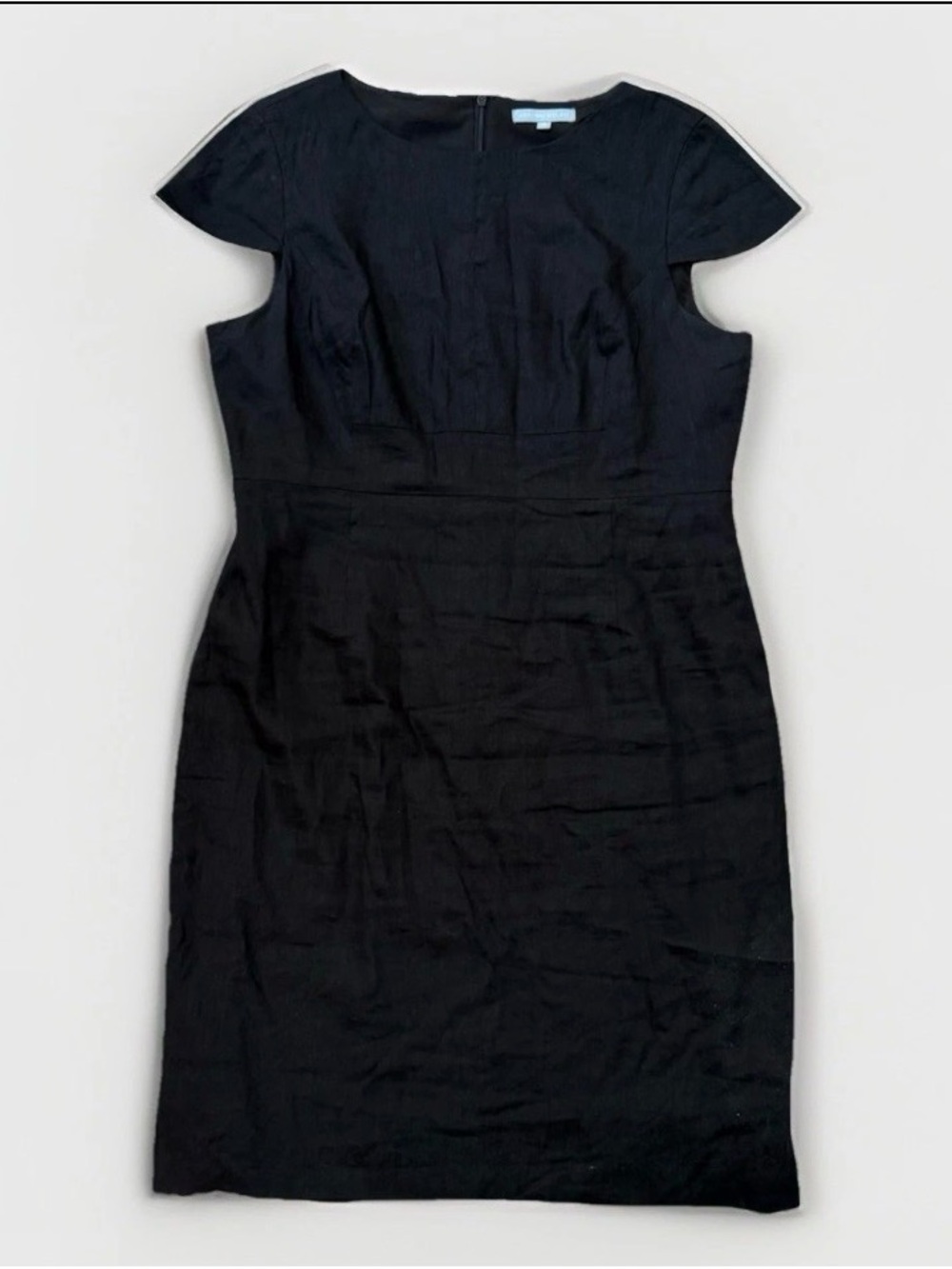 NWOT Antonio Melani Women Short Sleeve Linen Sheath Dress Black Sz 18 Summer
